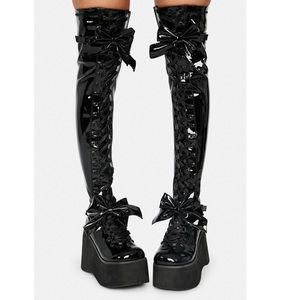 Patent Gothic Princess Thigh High Boots